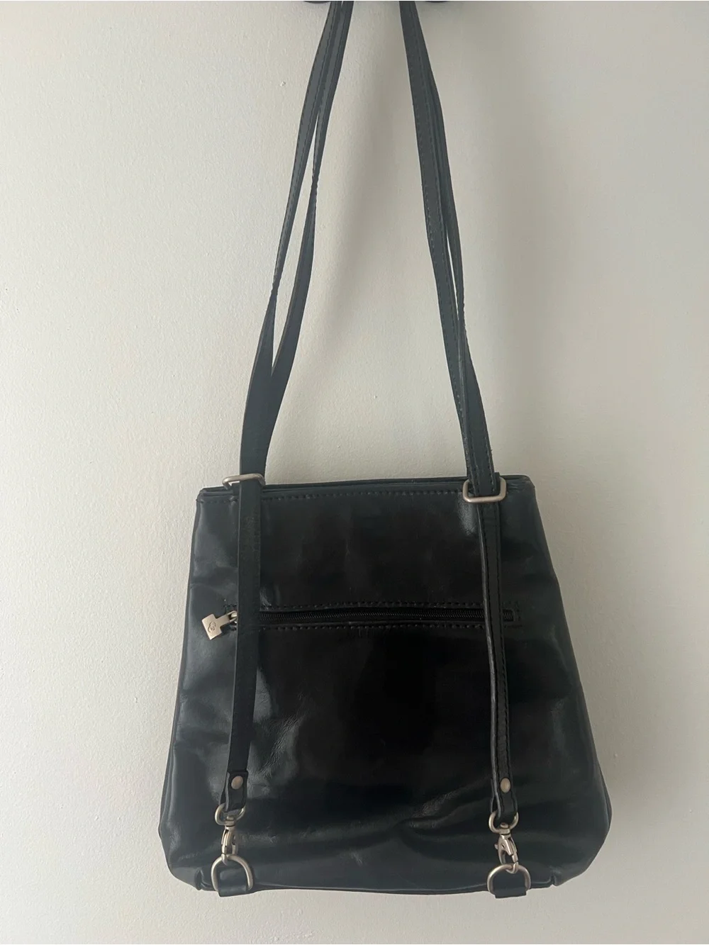 Classic Black Italian Leather Shoulder Bag